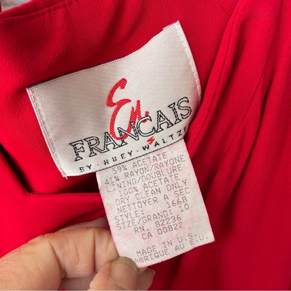 EN FRANCAIS by Huey Waltzer NWT Red Off the Shoulder Cocktail Vntg Dress size 10 - Picture 4 of 7